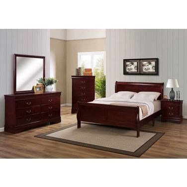Louis Philip Sleigh Bedroom Set (Cherry)