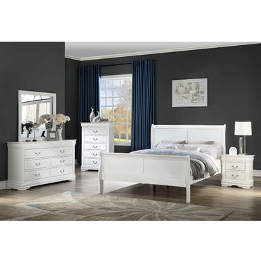 Louis Philip Sleigh Bedroom Set (White)