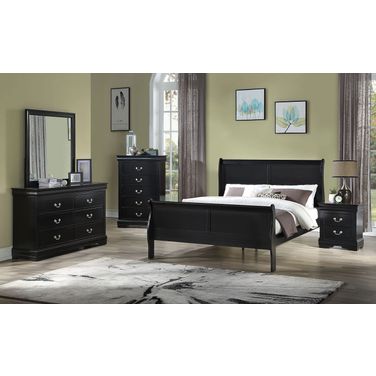 Louis Philip Youth Sleigh Bedroom Set (Black)