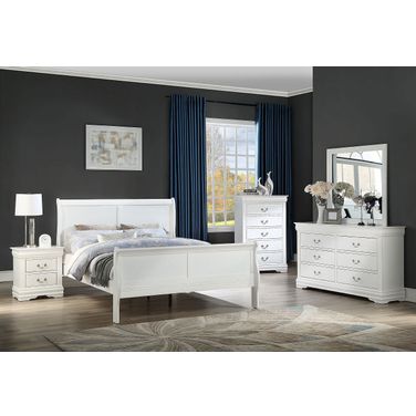 Louis Philip Youth Sleigh Bedroom Set (White)