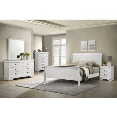 Louis Philippe Sleigh Panel Bedroom Set In White