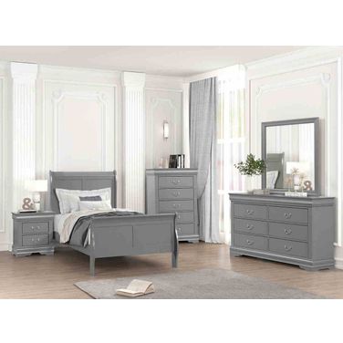 Louis Philippe Youth Bedroom Set In Gray