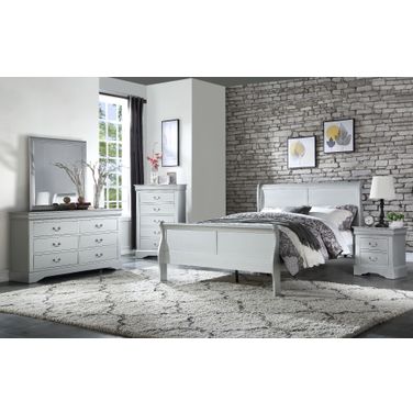 Louis Philippe Youth Sleigh Bedroom Set In Platinum