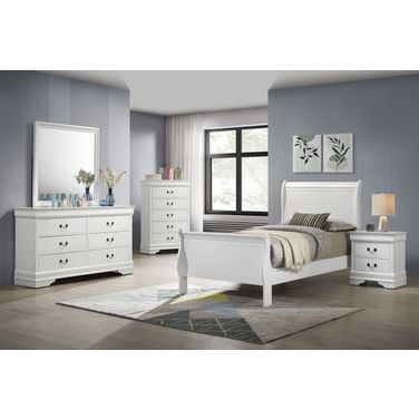 Louis Philippe Youth Sleigh Panel Bedroom Set In White
