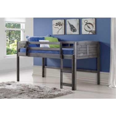 Louver Low Loft Hdbd-Ftbd-Rails Antique Grey