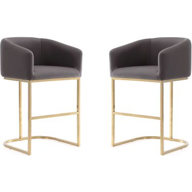Louvre Counter Stool in Grey and Titanium Gold (Set of 2)