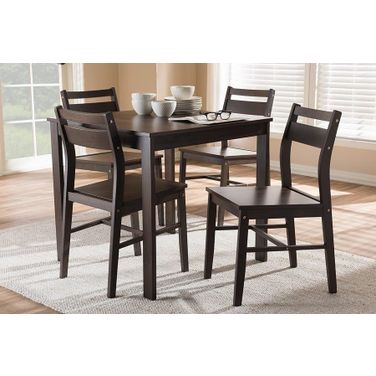 Lovy Modern And Contemporary Walnut-Finished 5-Piece Dining Set