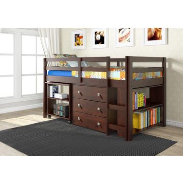 Low Loft Bed Cappuccino