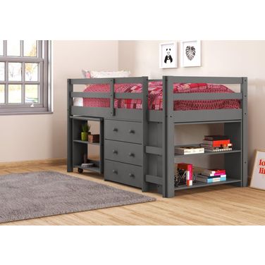 Low Loft Bed Dark Grey