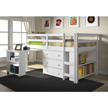 Low Loft Bed White