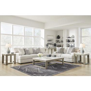 Loyaska Natural Ivory And Grayish Brown Occasional Table Set