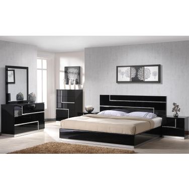 Lucca Black Lacquer Youth Platform Bedroom Set