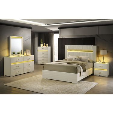 Lucida Bedroom Set With Gold LED In Beige