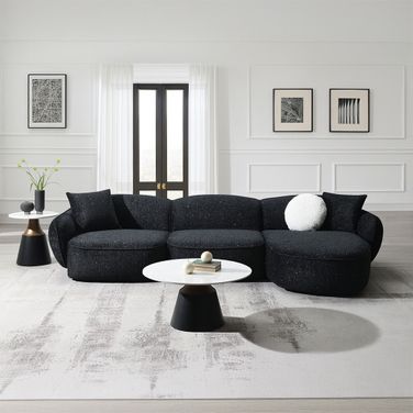 Lucifer Sectional Sofa with 3 Pillows In Black and White