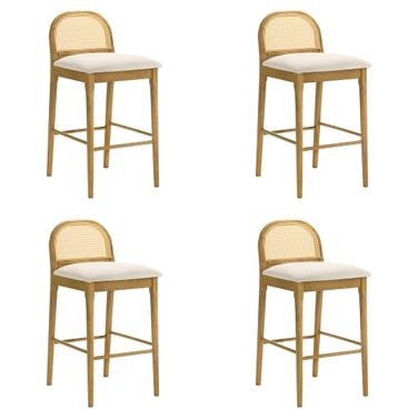 Lucio Bar Height Bar Stool Set of 4 In Amber Glow and White