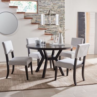 Luis Round Wood Dining Room Set In Dark Brown
