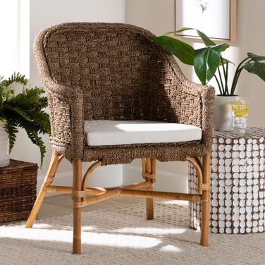 Luis Seagrass and Rattan Arm Chair In Natural Seagrass