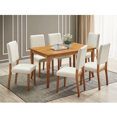 Lulu 7- Piece Dining Set In Teak and White