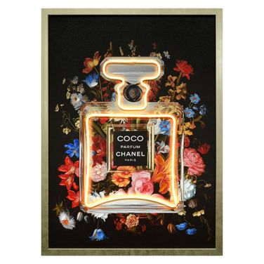 Luminous Floral Essence Canvas Neon Wall Art In Multi