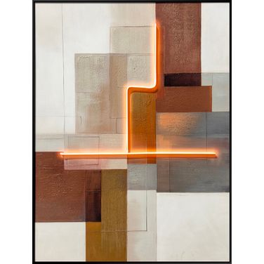 Luminous Luminous Grid III - 47" x 35" - Hand-Embellished LED Canvas In Black and Orange