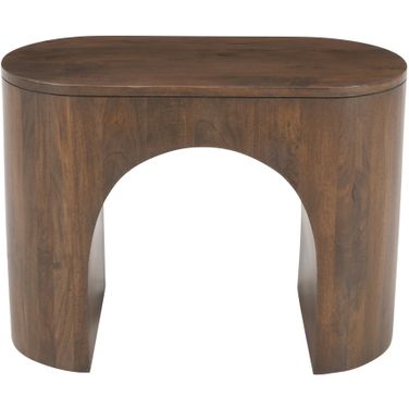 Luna Architectural Pedestal Curved End Table In Dark Brown