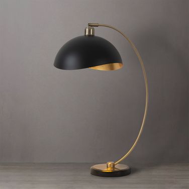 Luna Bella Gold-Leaf Shade 28 Inch Table Lamp In Weathered Brass and Matte Black