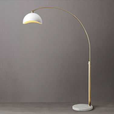 Luna Bella Gold Leaf Shade 92 Inch Arc Floor Lamp In Weathered Brass and White