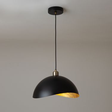 Luna Bella Pendant Light Large In Matte Black and Weathered Brass