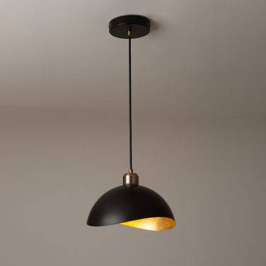 Luna Bella Pendant Light Small In Matte Black and Weathered Brass