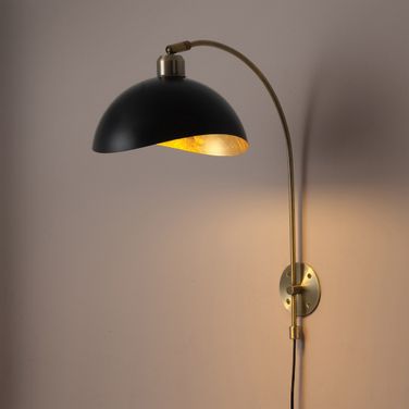 Luna Bella Plug-in Wall Sconce In Weathered Brass and Matte Black