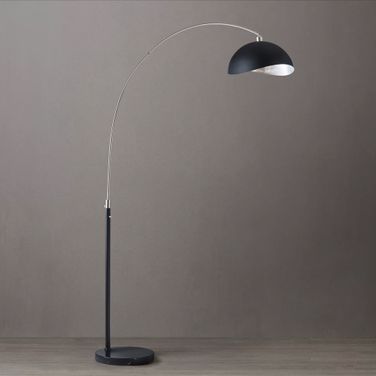 Luna Bella Silver Leaf Shade 92 Inch Arc Floor Lamp In Antique Nickel and Matte Black