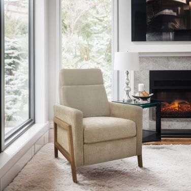 Luna Recliner with Wood Frame In Beige