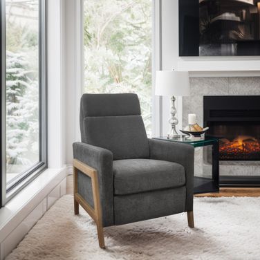 Luna Recliner with Wood Frame In Grey