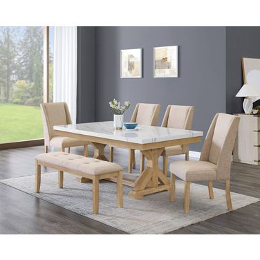 Lupe Dining Room Set In Rustic Beige