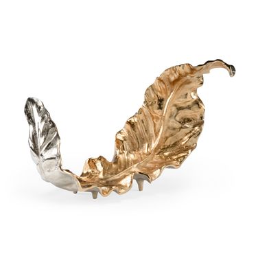Lush Leaf Sculpture Large In Silver