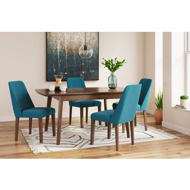 Lyncott Extension Dining Room Set In Blue and Brown