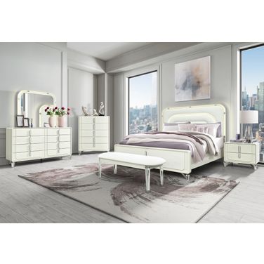 Lyra Upholstered Bedroom Set In Beige