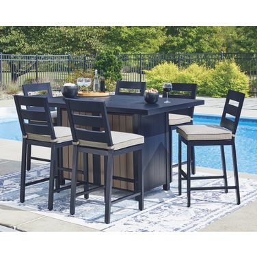 Mabry Shores Outdoor Bar Set In Blue