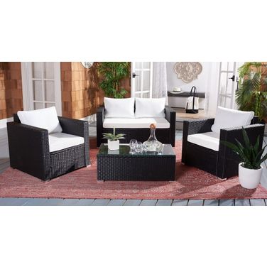 Machie 4 Piece Living Set In Black and Beige