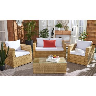 Machie 4 Piece Living Set In Natural and White