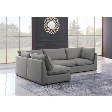 Mackenzie Durable Linen Textured 4 Piece Modular Sectional In Grey