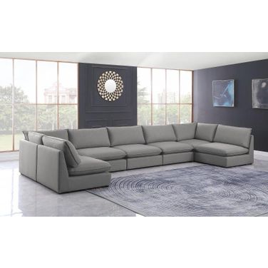 Mackenzie Durable Linen Textured 7 Piece Modular Sectional In Grey