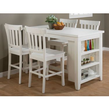 Madaket 60 Inch Dining Room Set with 4 Counter Height Barstools In Off White