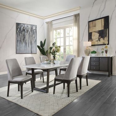 Madan Dining Room Set In Weathered Gray Finish