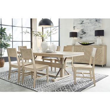 Maddox Trestle Dining Room Set In Biscotti