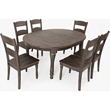 Madison County Reclaimed Pine 66 Inch Oval Farmhouse Seven-Piece Dining Set In Brown