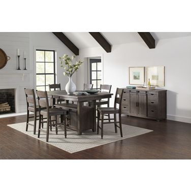 Madison County 72 Inch Counter Height 7 Piece Dining Set In Brown
