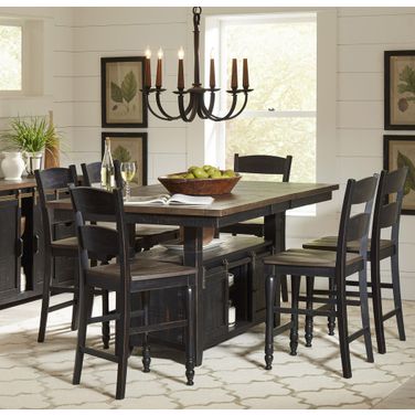 Madison County 72 Inch Counter Height 7 Piece Dining Set In Vintage Black