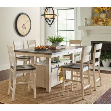 Madison County 72 Inch Counter Height 7 Piece Dining Set In Vintage White