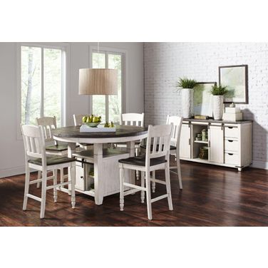 Madison County Vintage White 54 Inch Adjustable Storage Dining Room Set
